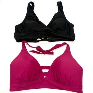 Lole and Beachsissi Swimwear Bikini Top Set of 2 Pink and Black Size M